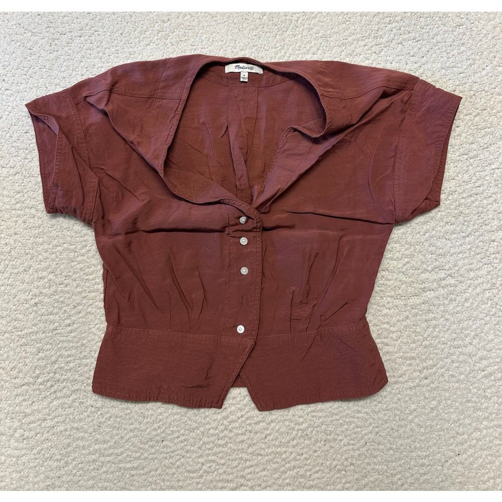 Madewell Womens Short Sleeve Button Down Crop Shirt Small